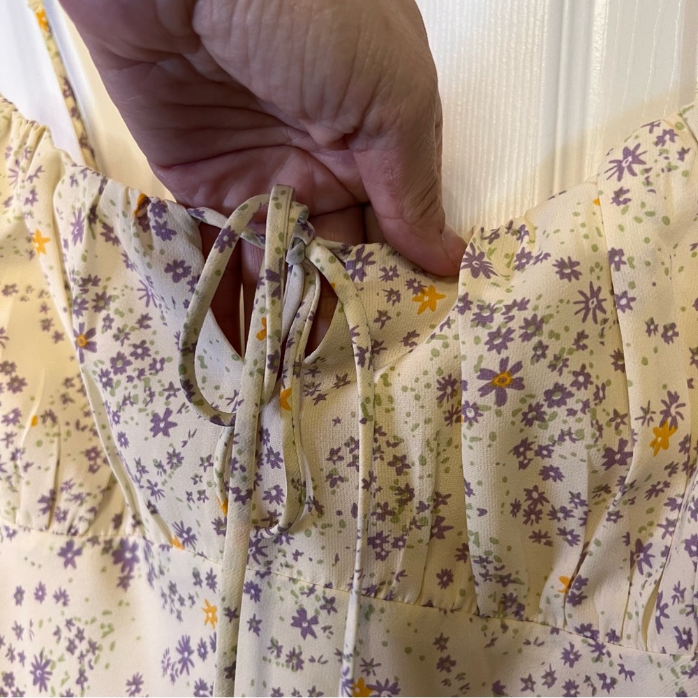 Cotton Candy LA Floral Milkmaid Mini Dress Whimsical Fairy Cottagecore Y2K - Picture 3 of 9